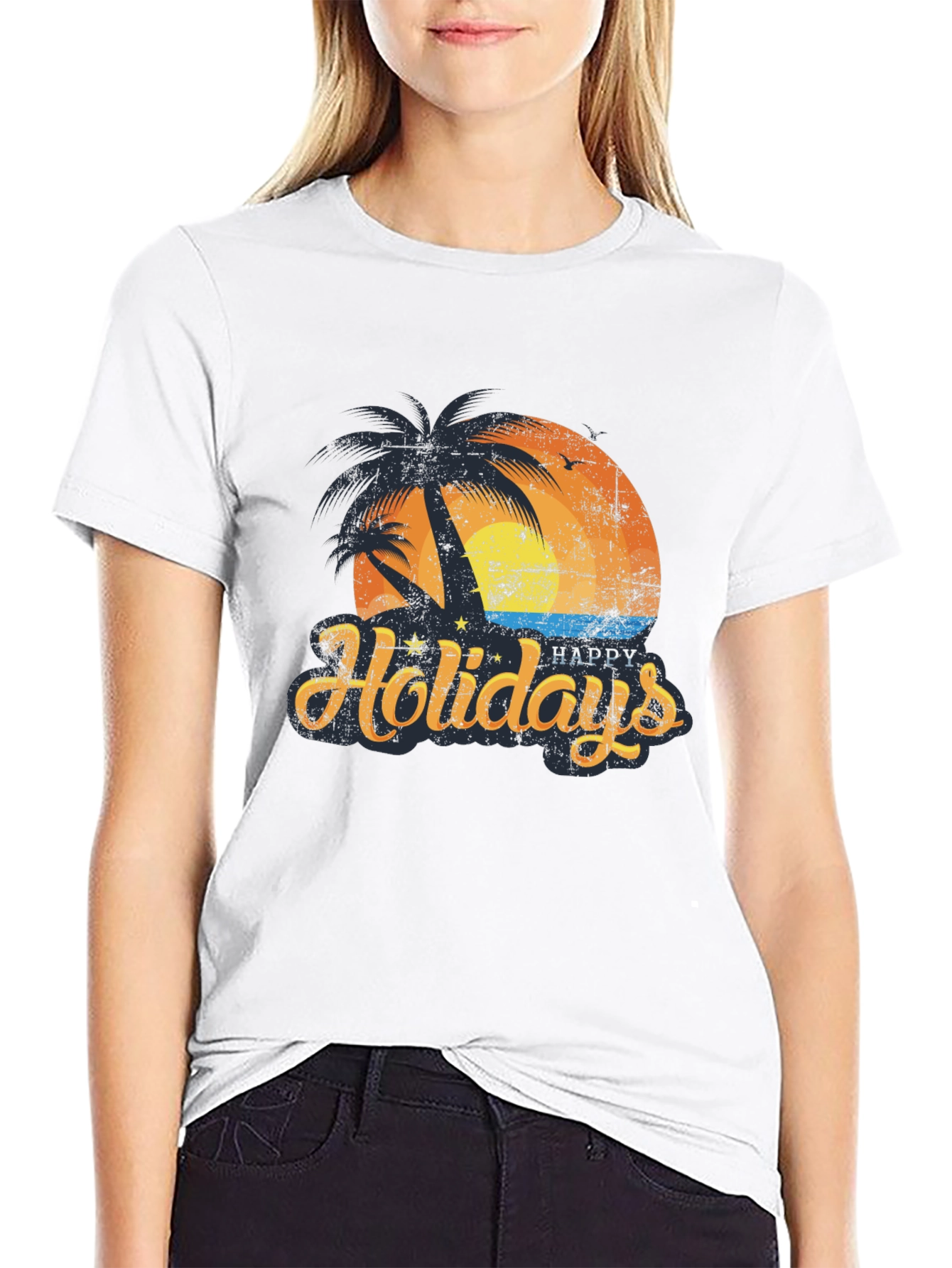 Happy Holidays Black Graphic Tee