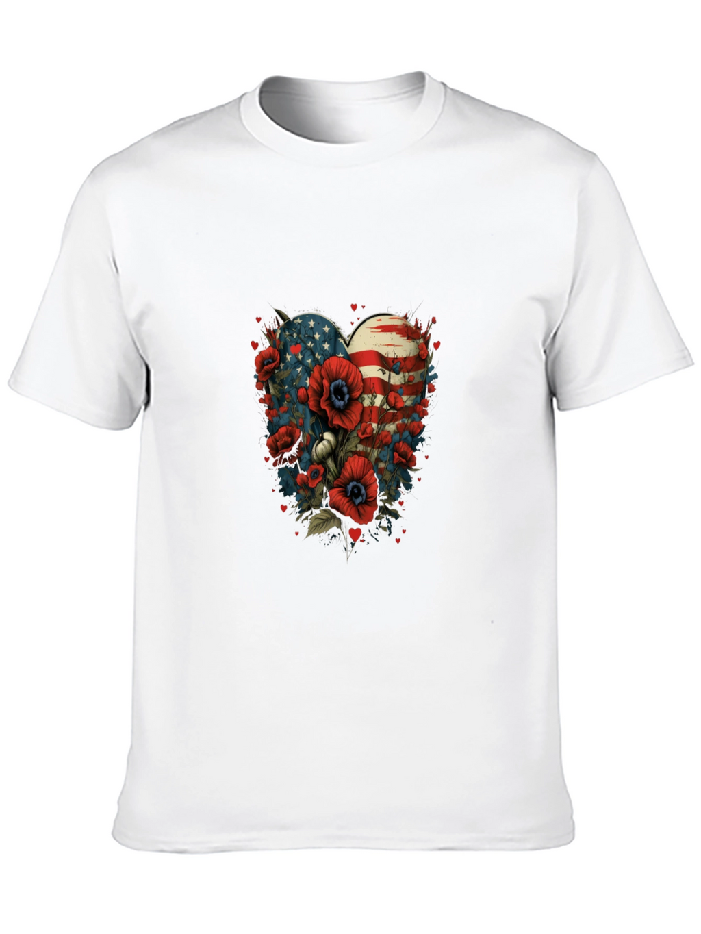 Patriotic Floral Heart T-Shirt