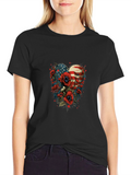 Patriotic Floral Heart T-Shirt