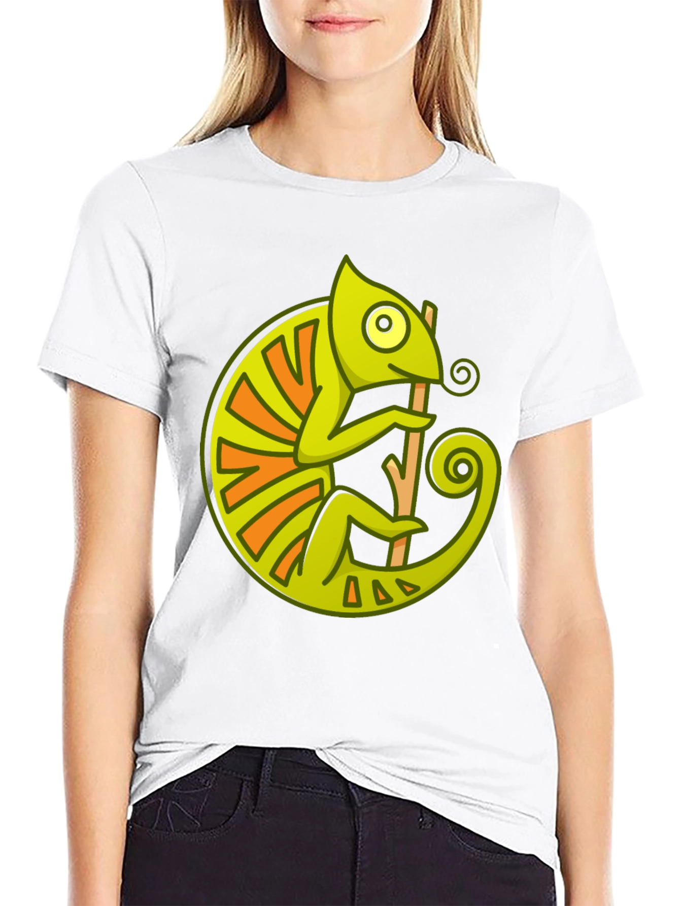 Chameleon Graphic Print Black T-Shirt