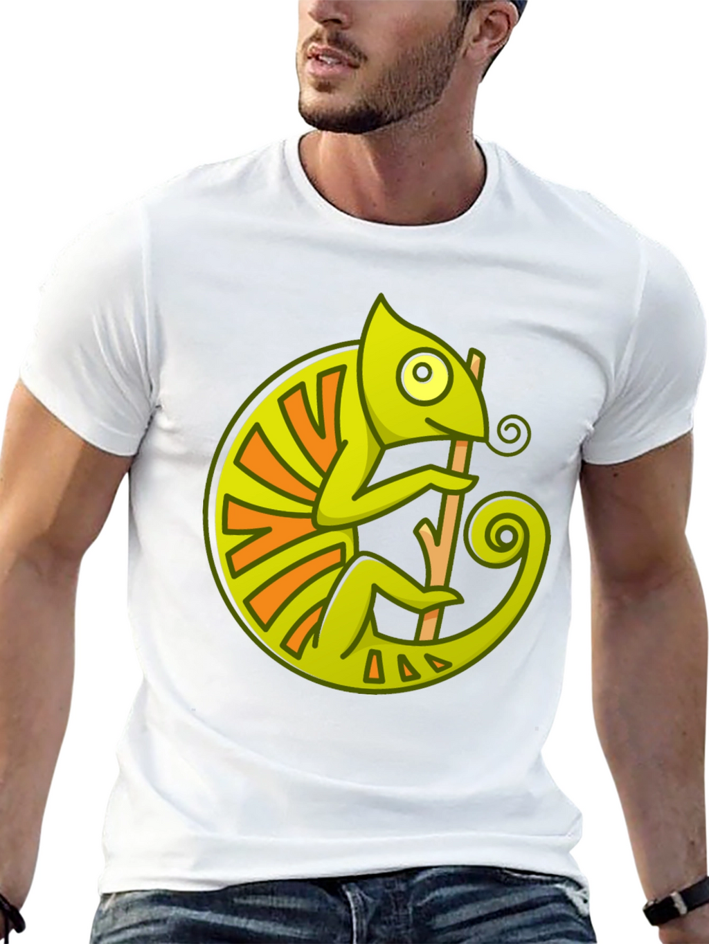 Chameleon Graphic Print Black T-Shirt