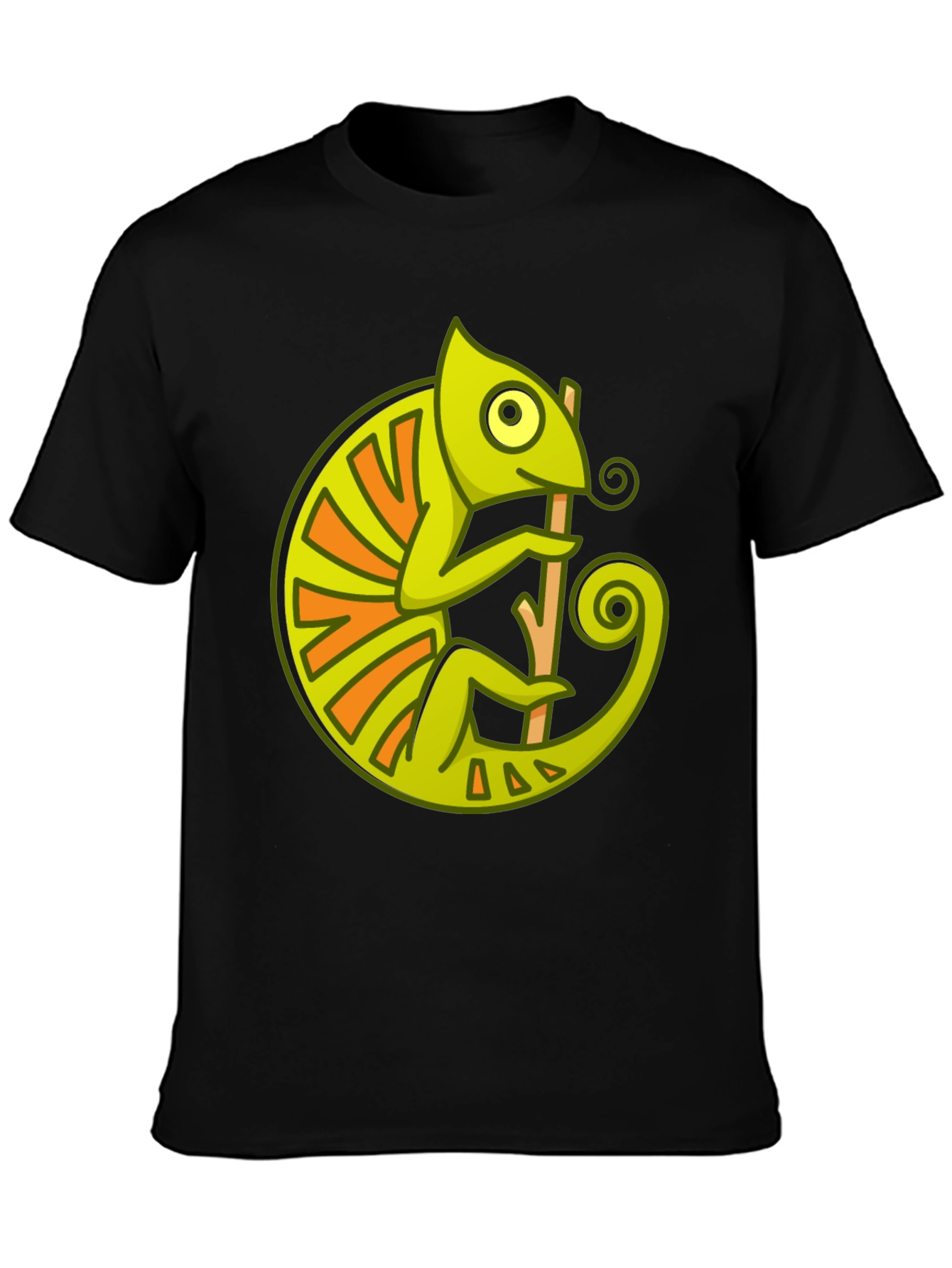 Chameleon Graphic Print Black T-Shirt