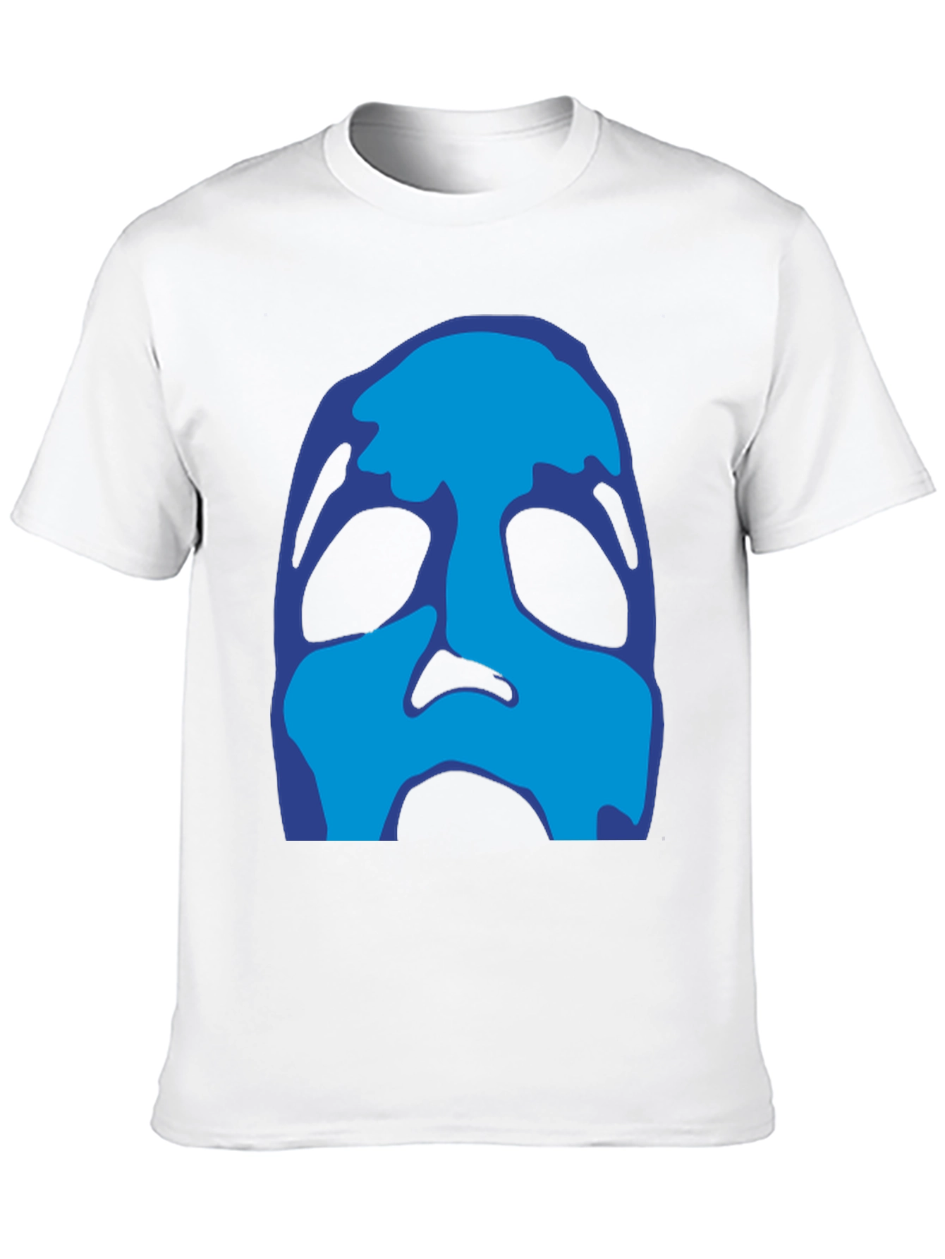 Abstract Blue Face Black T-Shirt