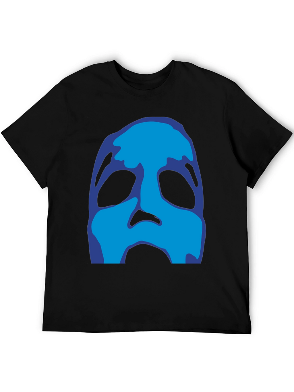 Abstract Blue Face Black T-Shirt