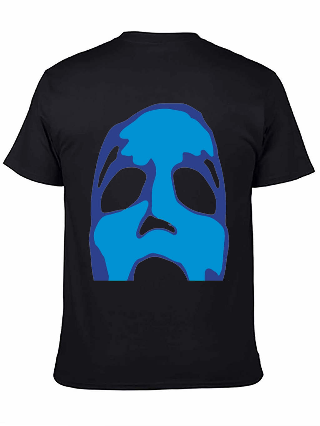 Abstract Blue Face Black T-Shirt