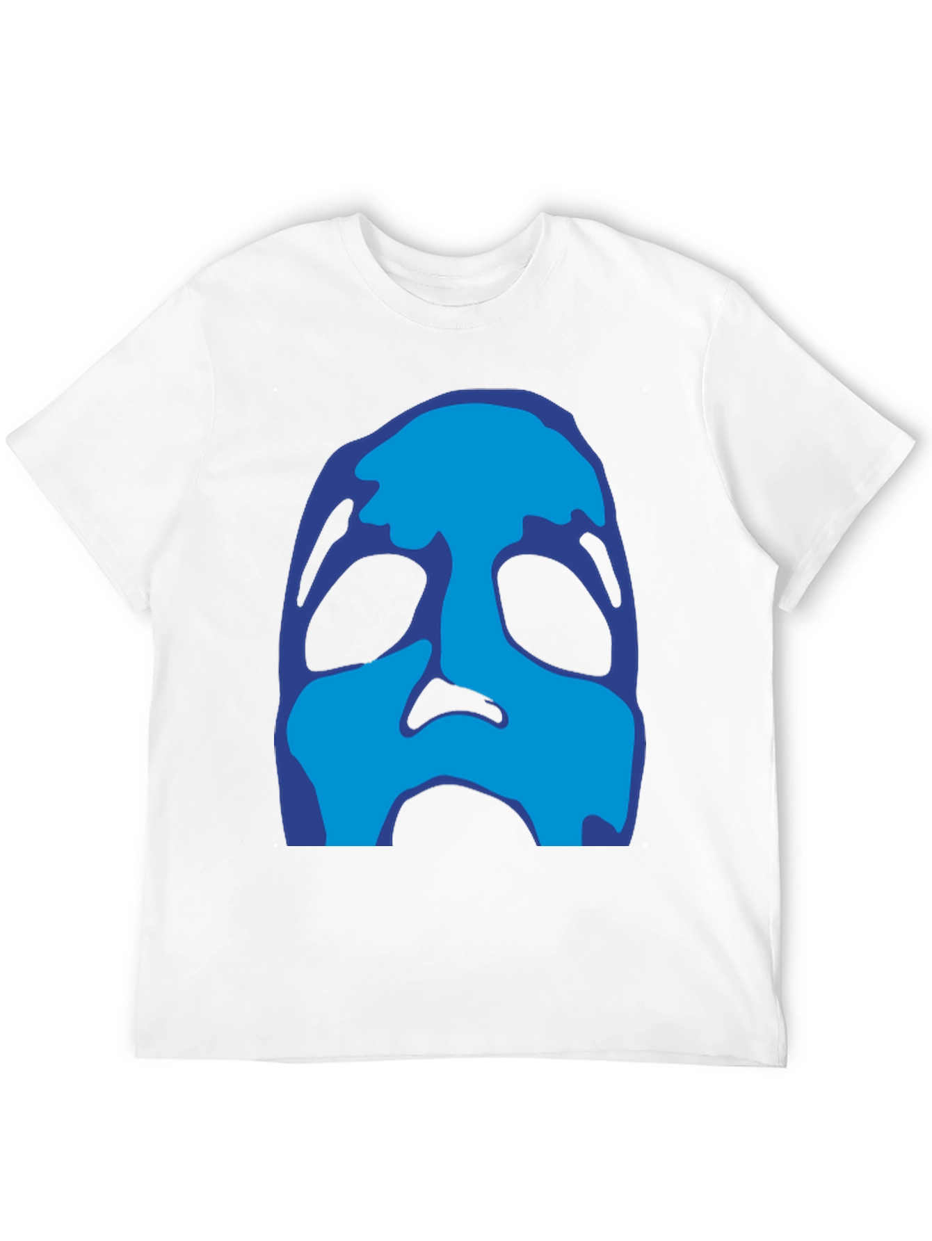 Abstract Blue Face Black T-Shirt