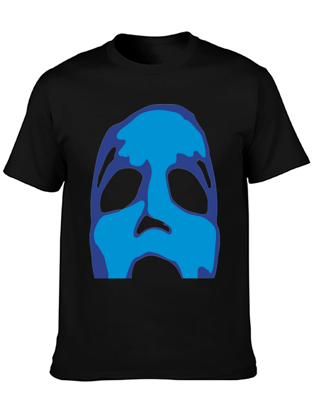 Abstract Blue Face Black T-Shirt