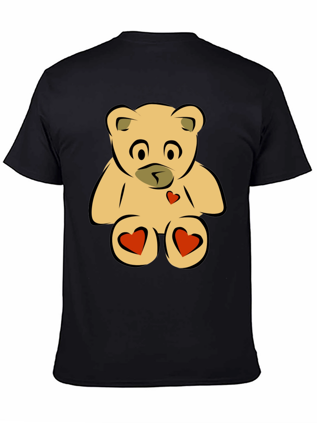Teddy Bear Heart Graphic Black T-Shirt