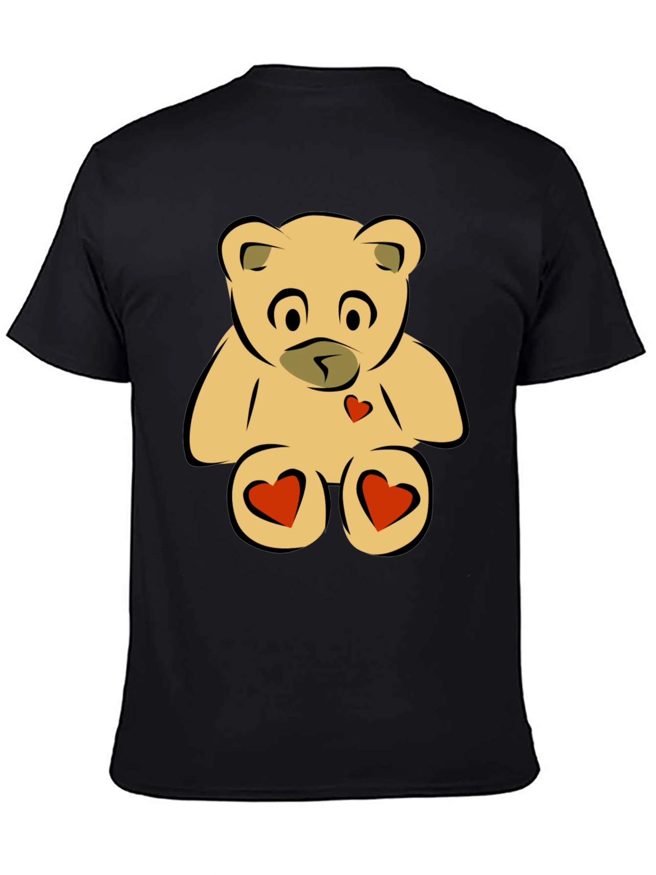 Teddy Bear Heart Graphic Black T-Shirt