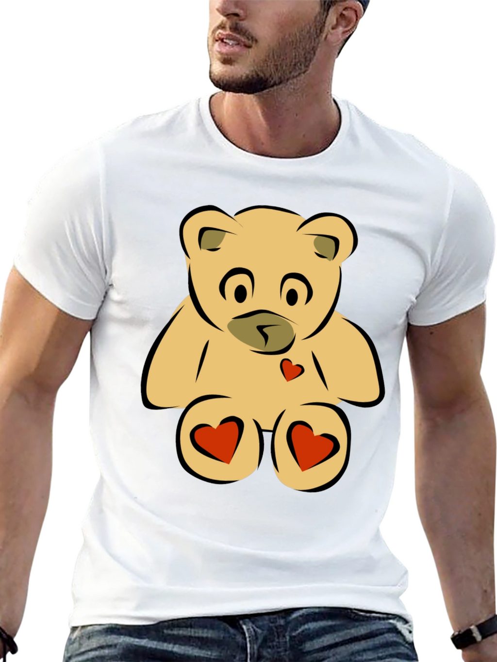 Teddy Bear Heart Graphic Black T-Shirt