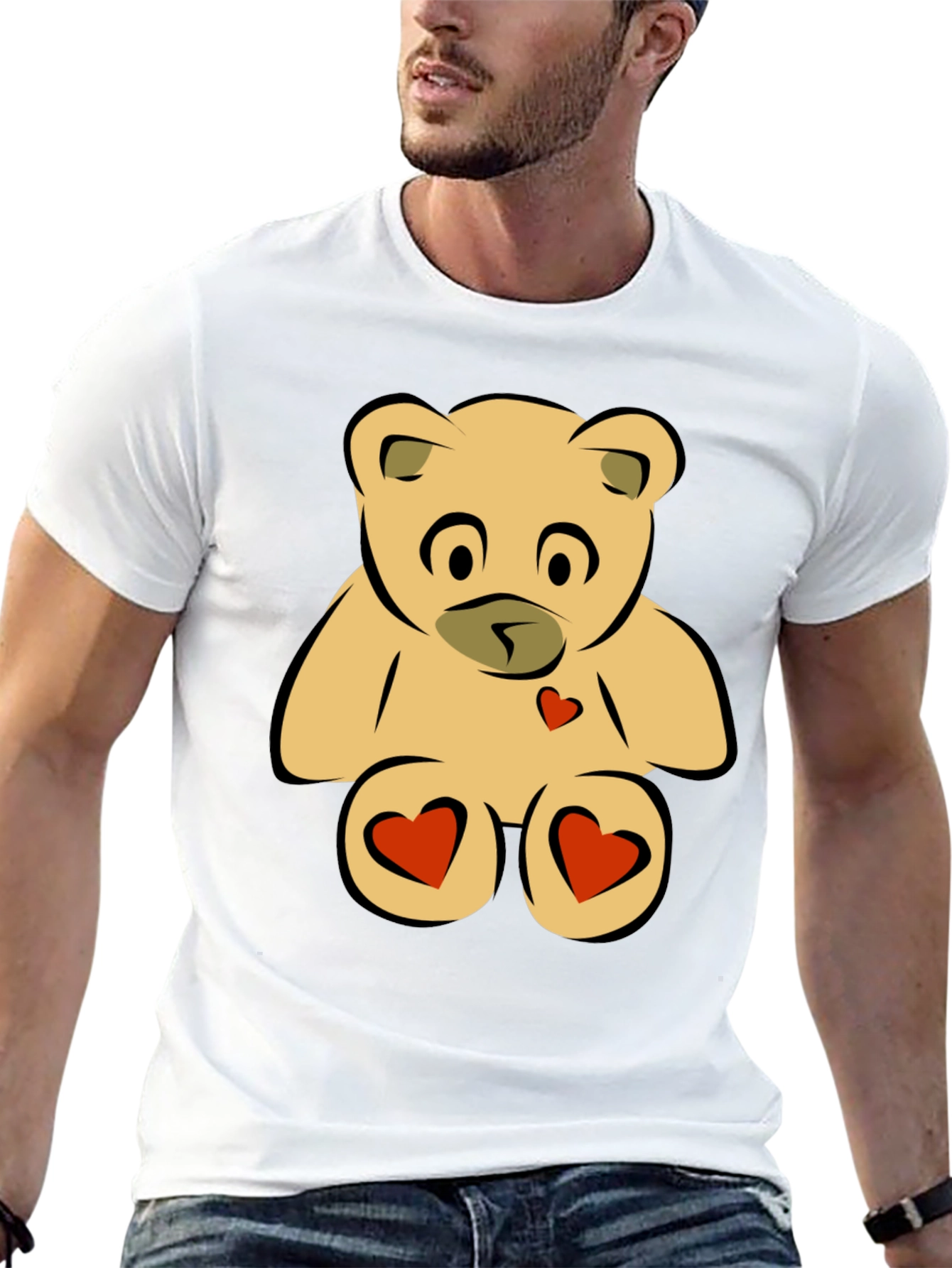 Teddy Bear Heart Graphic Black T-Shirt