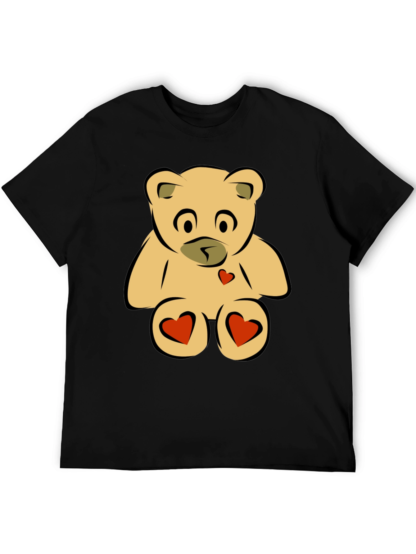Teddy Bear Heart Graphic Black T-Shirt