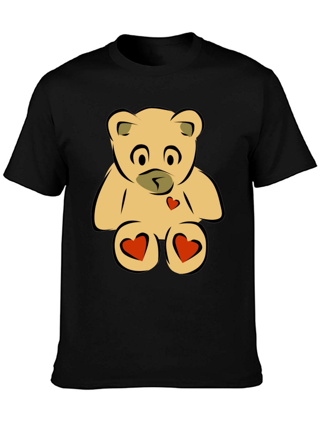 Teddy Bear Heart Graphic Black T-Shirt