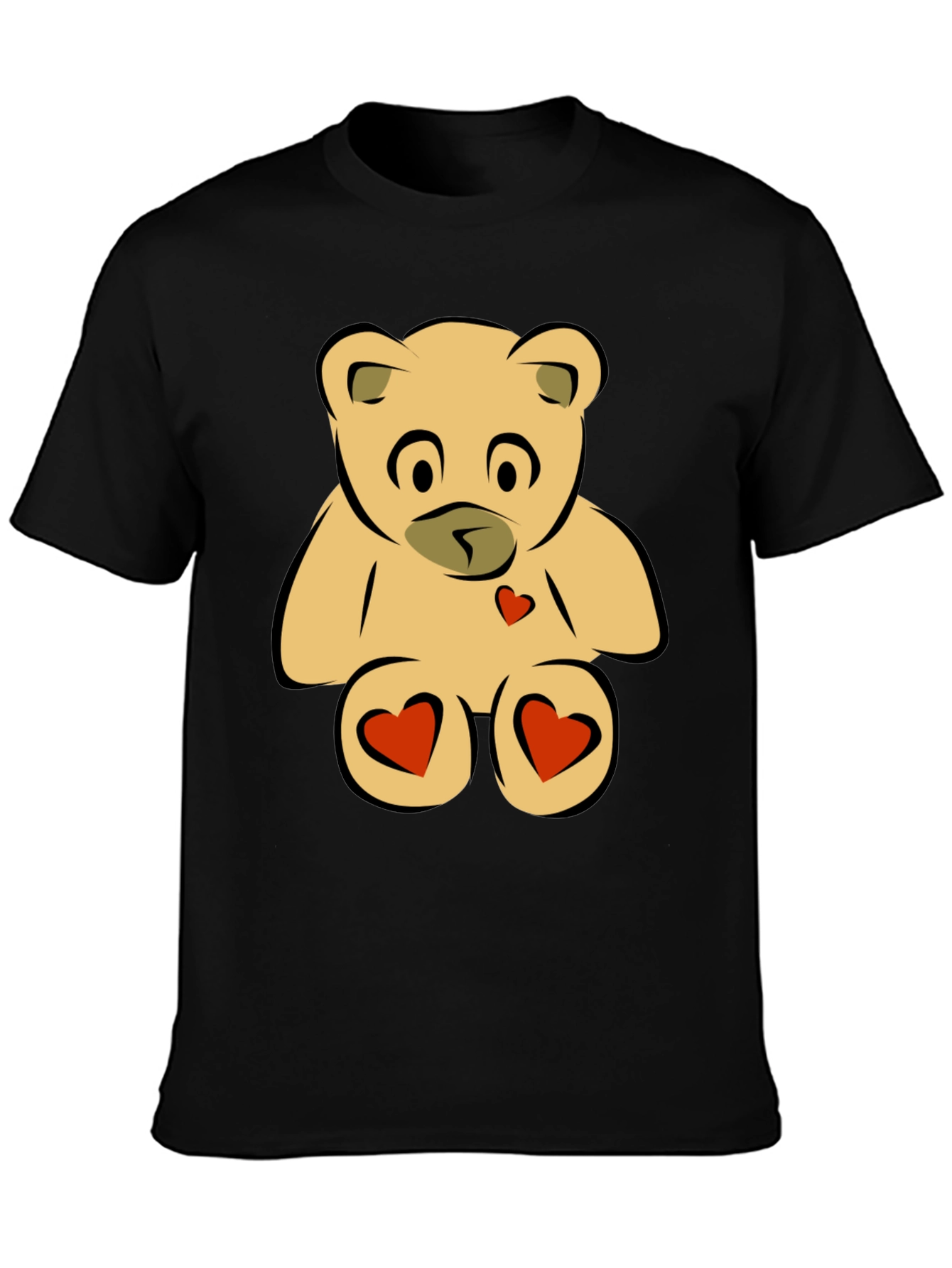 Teddy Bear Heart Graphic Black T-Shirt