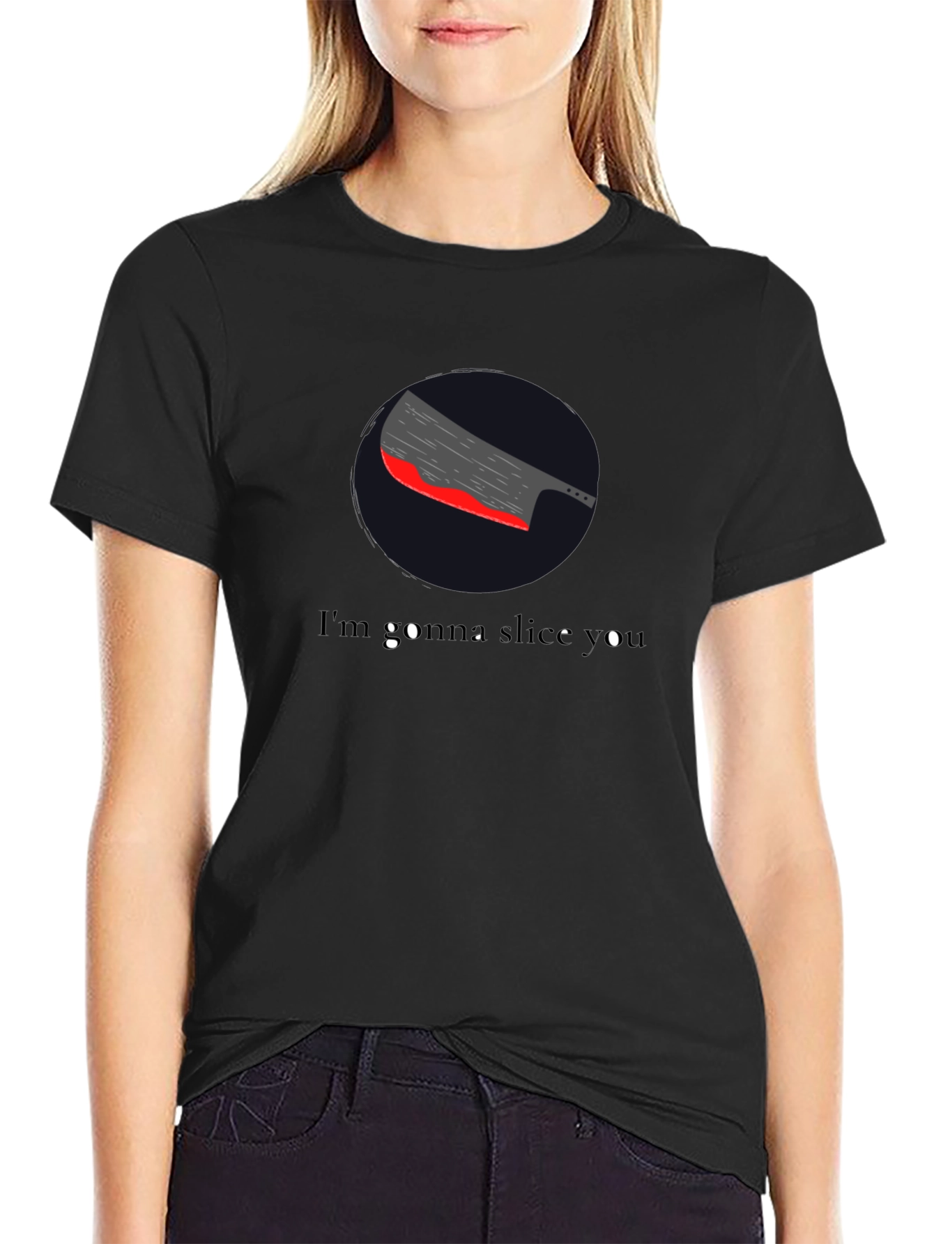 Sarcastic Slice You Graphic Tee - Black T-Shirt