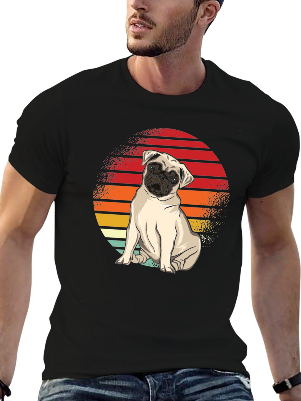 Pug Retro Sunset T-Shirt