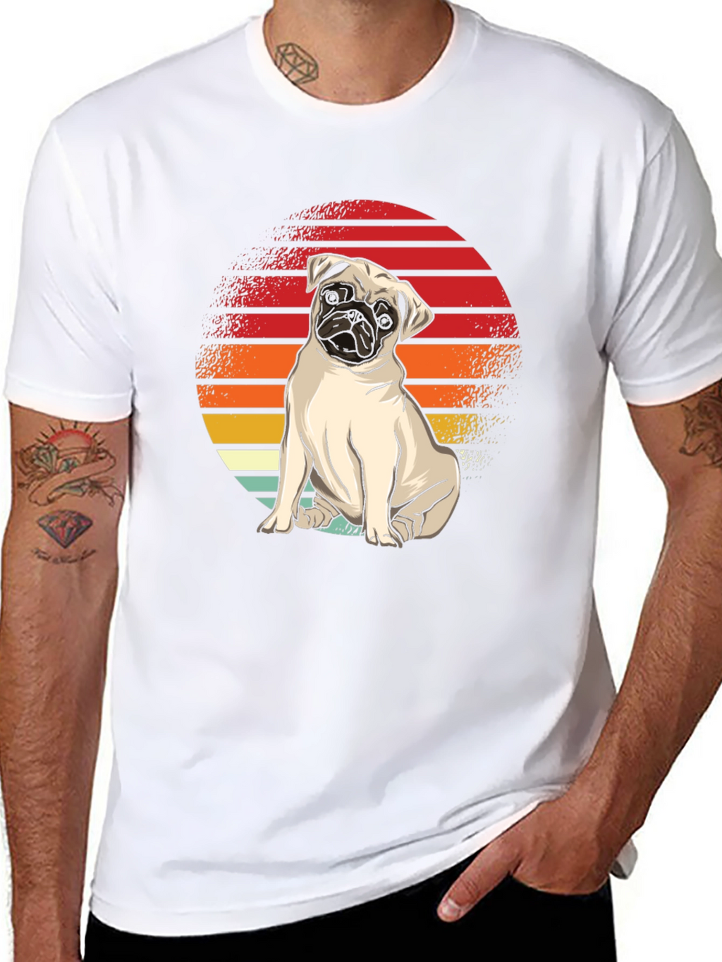 Pug Retro Sunset T-Shirt