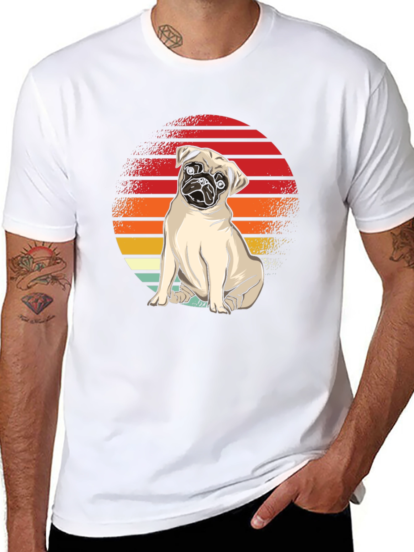 Pug Retro Sunset T-Shirt