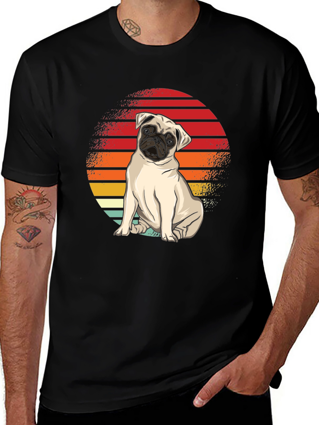 Pug Retro Sunset T-Shirt