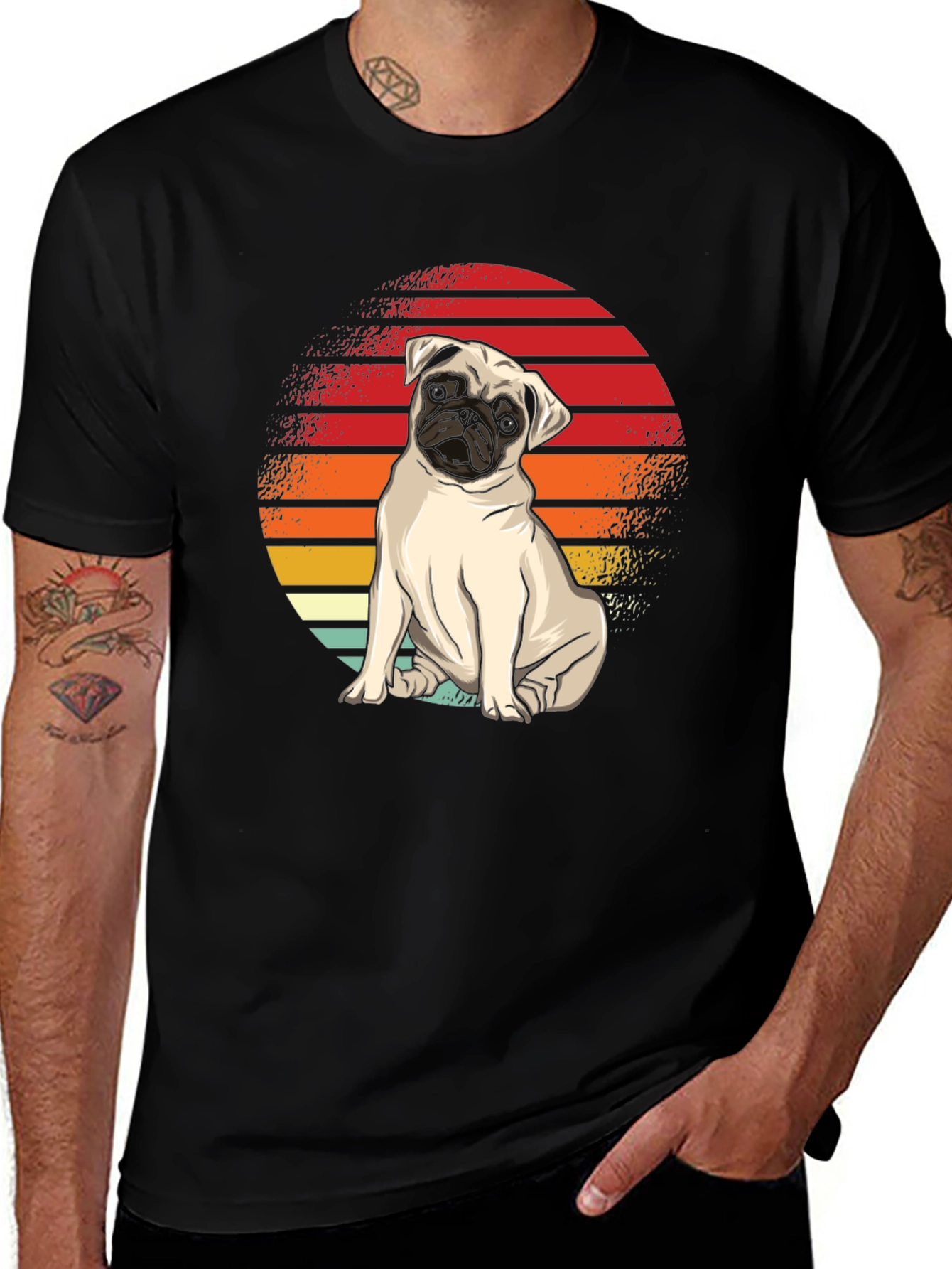 Pug Retro Sunset T-Shirt