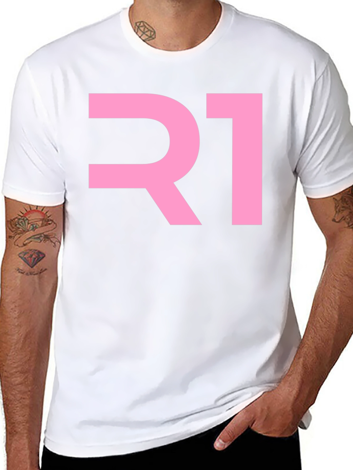 Pink R1 Graphic Tee - Mens Black T-Shirt