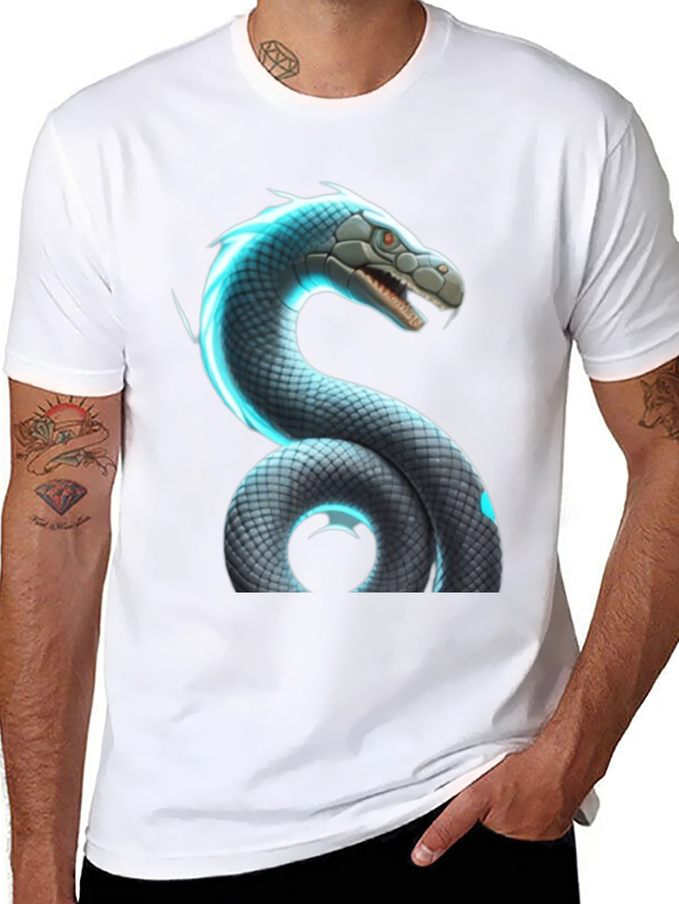 Snake Graphic Tee - Cool Reptile Design Black Shirt