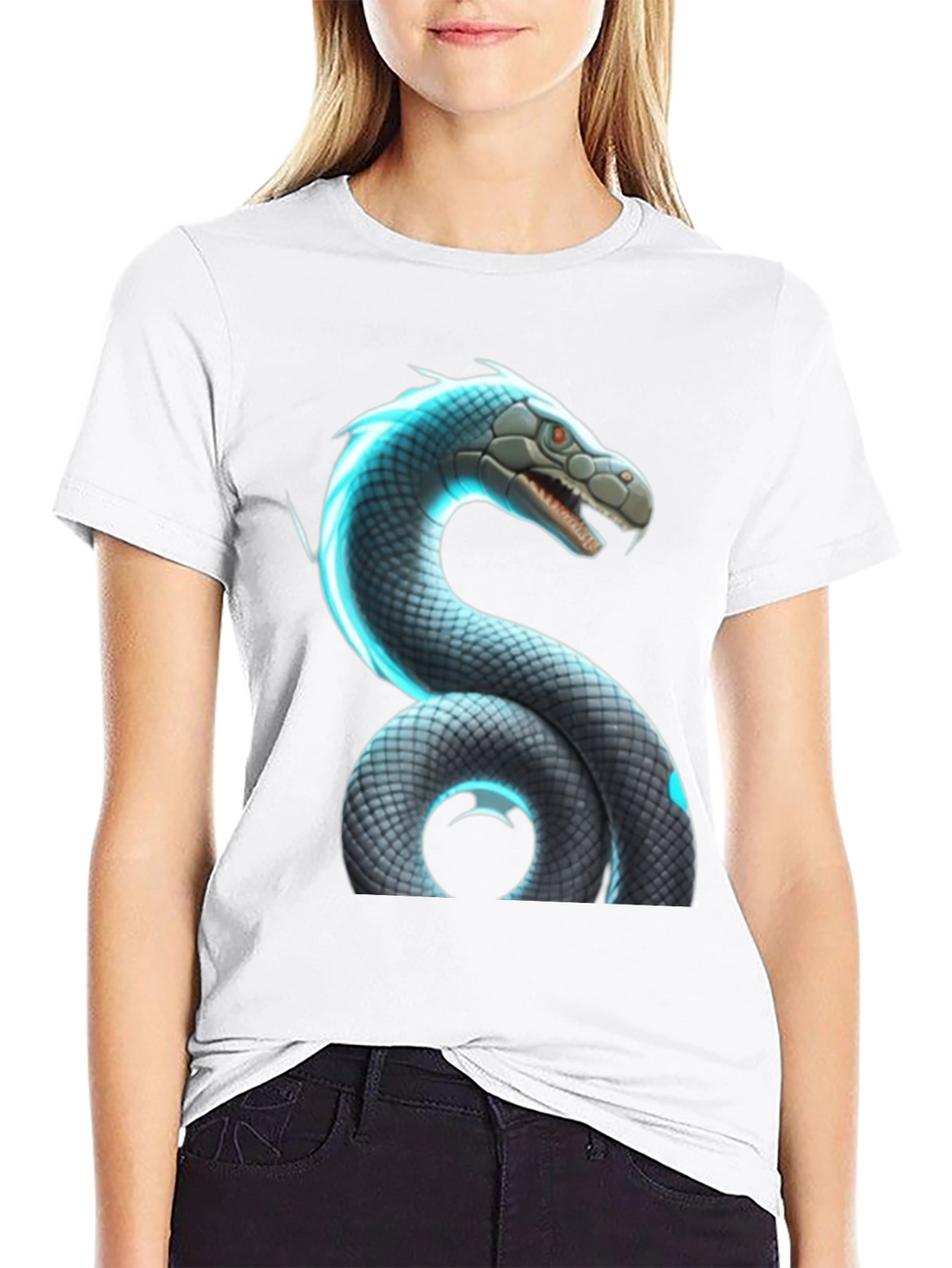 Snake Graphic Tee - Cool Reptile Design Black Shirt