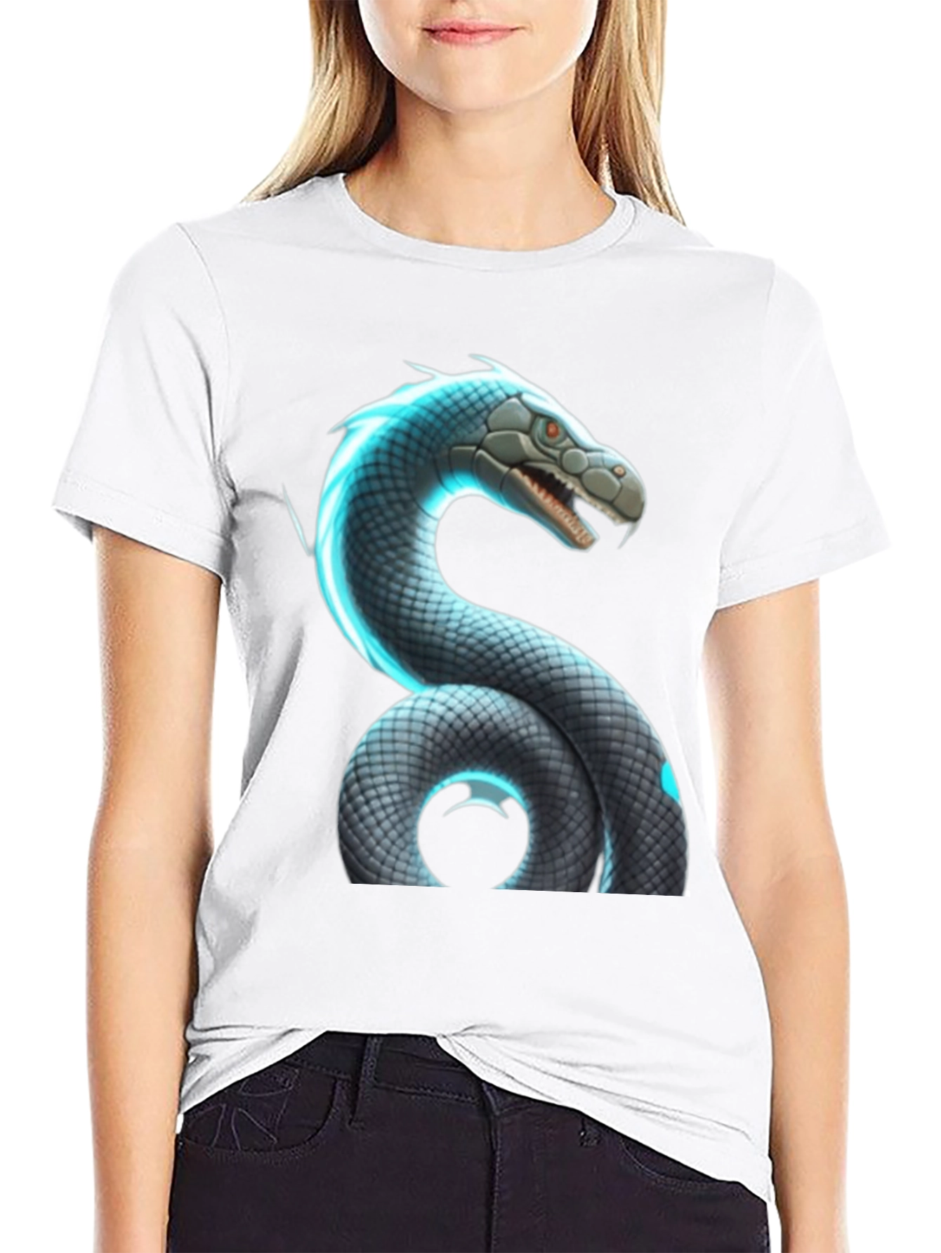 Snake Graphic Tee - Cool Reptile Design Black Shirt