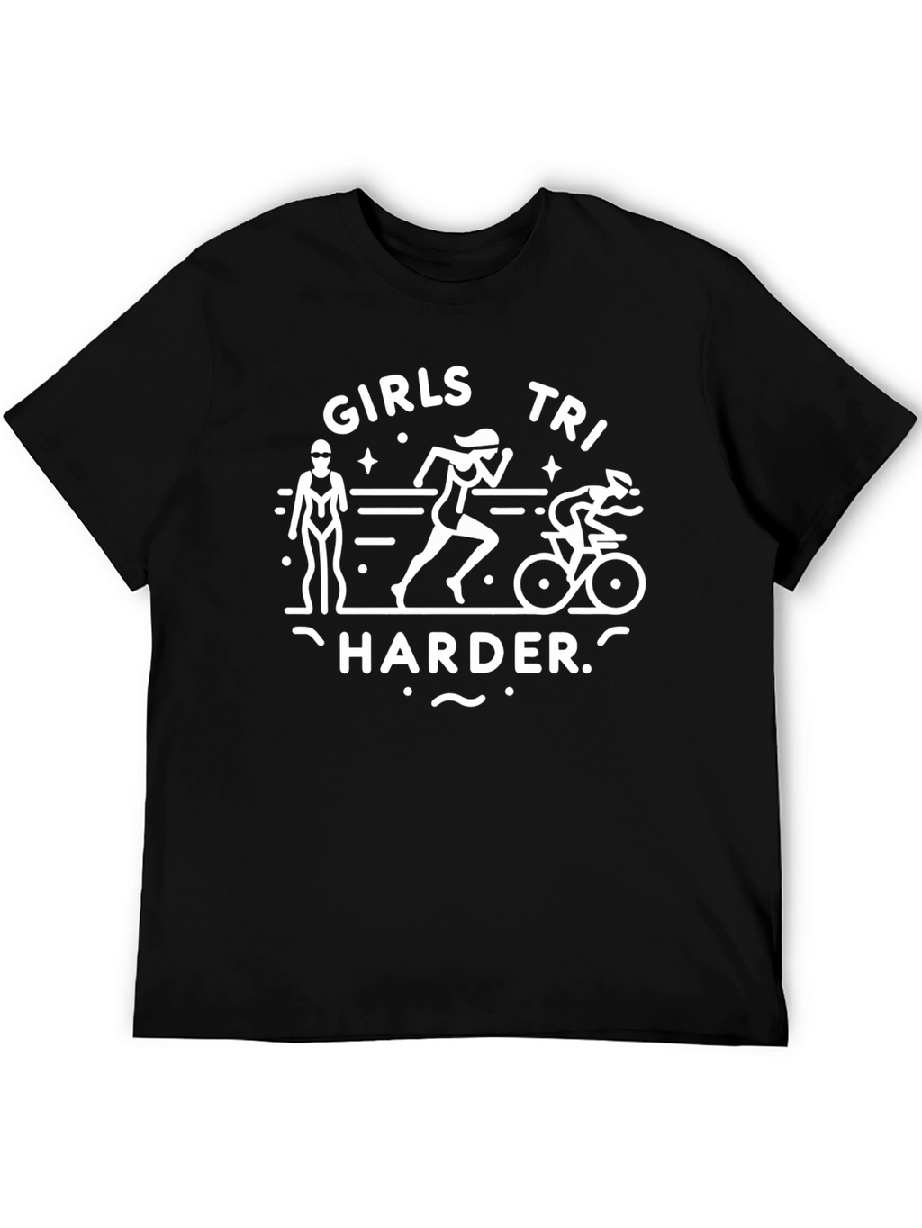 Girls Tri Harder Black T-Shirt Triathlon