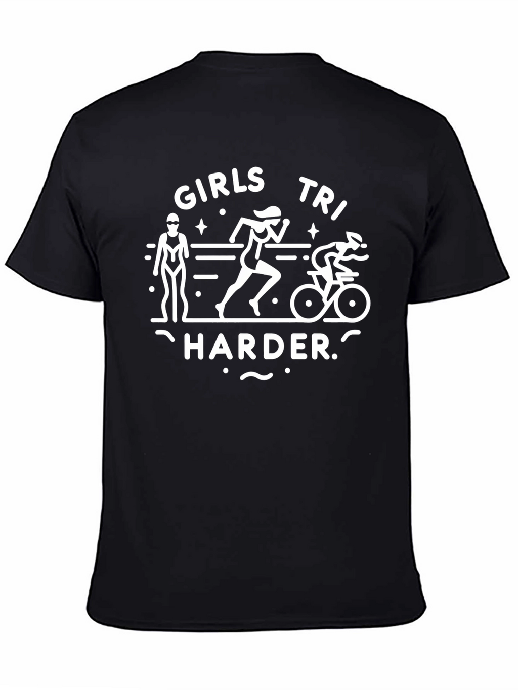 Girls Tri Harder Black T-Shirt Triathlon