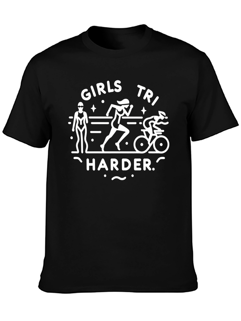 Girls Tri Harder Black T-Shirt Triathlon