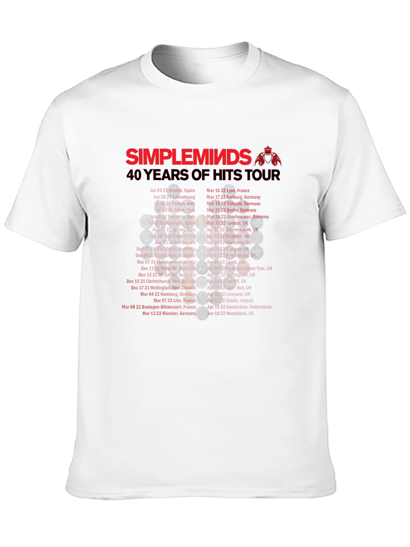 Simple Minds 40 Years of Hits Tour T-Shirt
