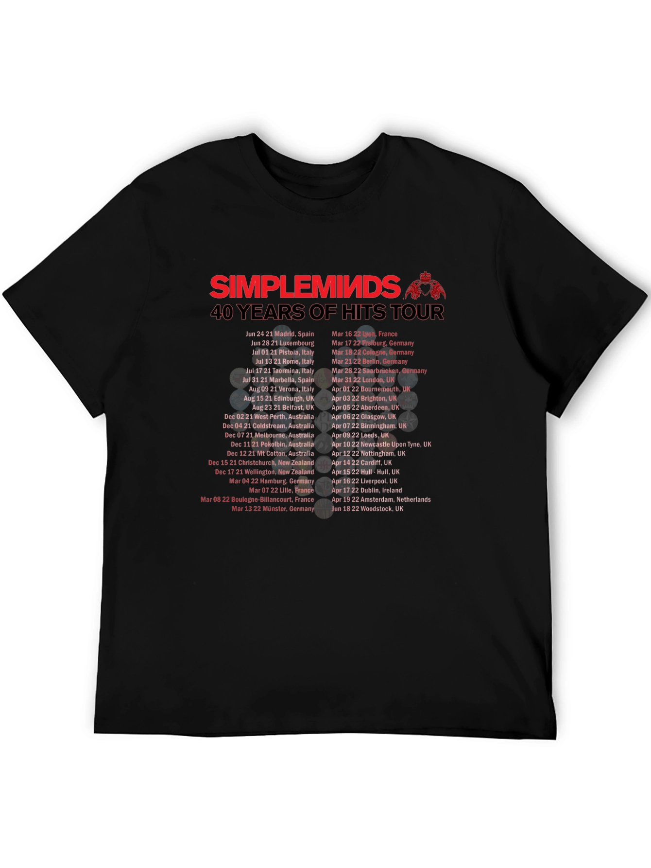 Simple Minds 40 Years of Hits Tour T-Shirt