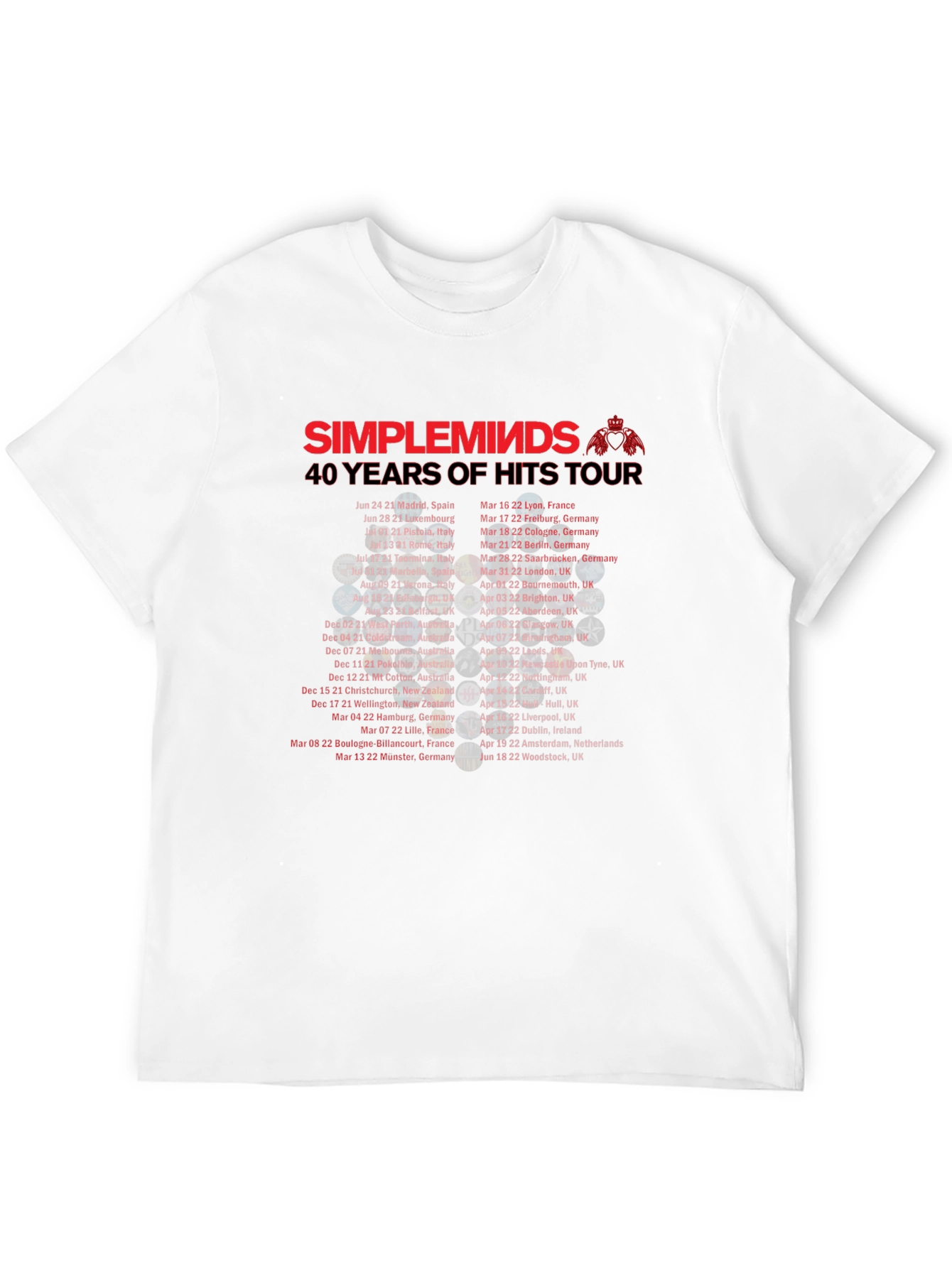 Simple Minds 40 Years of Hits Tour T-Shirt
