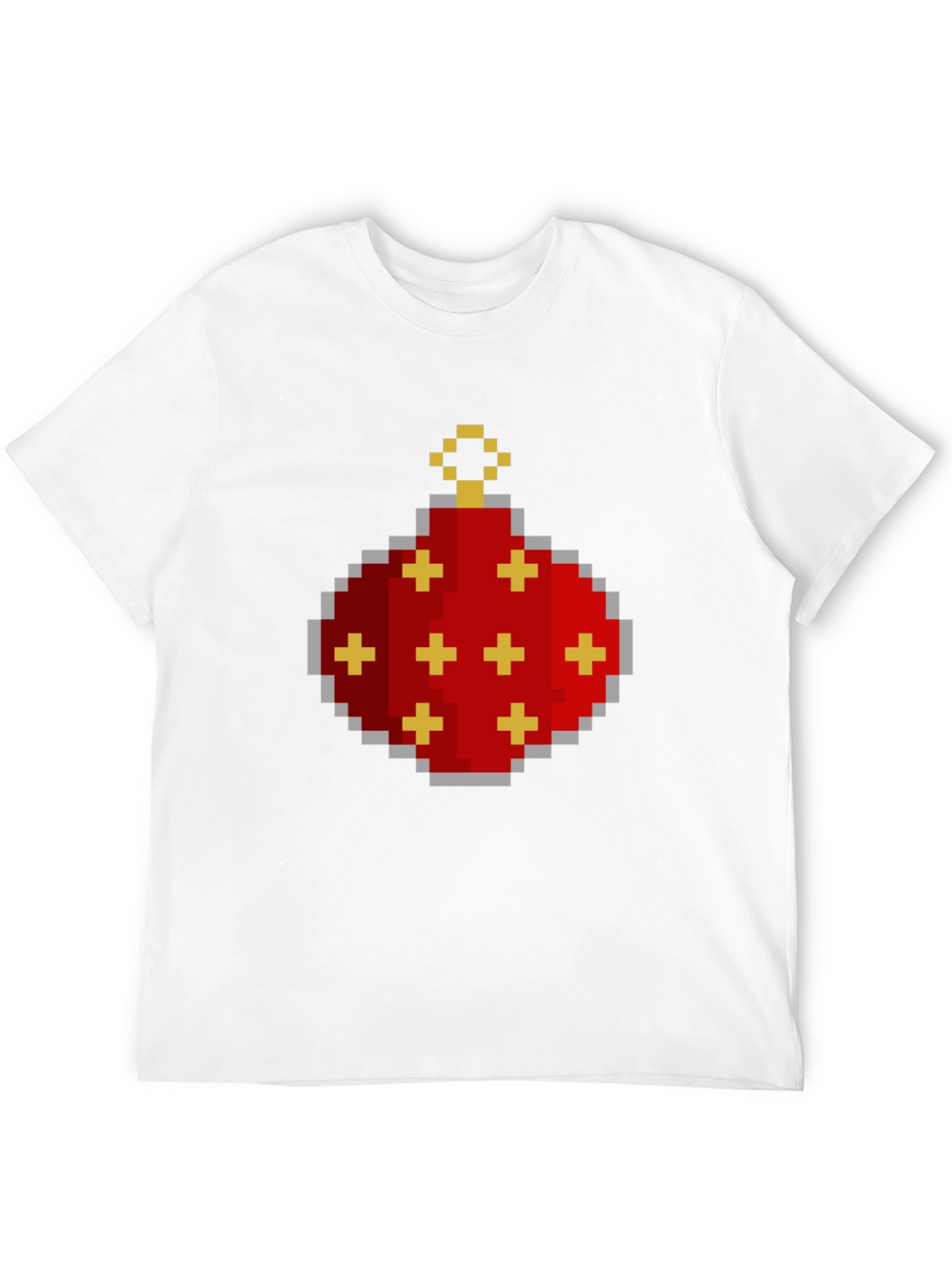 Pixelated Christmas Ornament Graphic Tee - Black