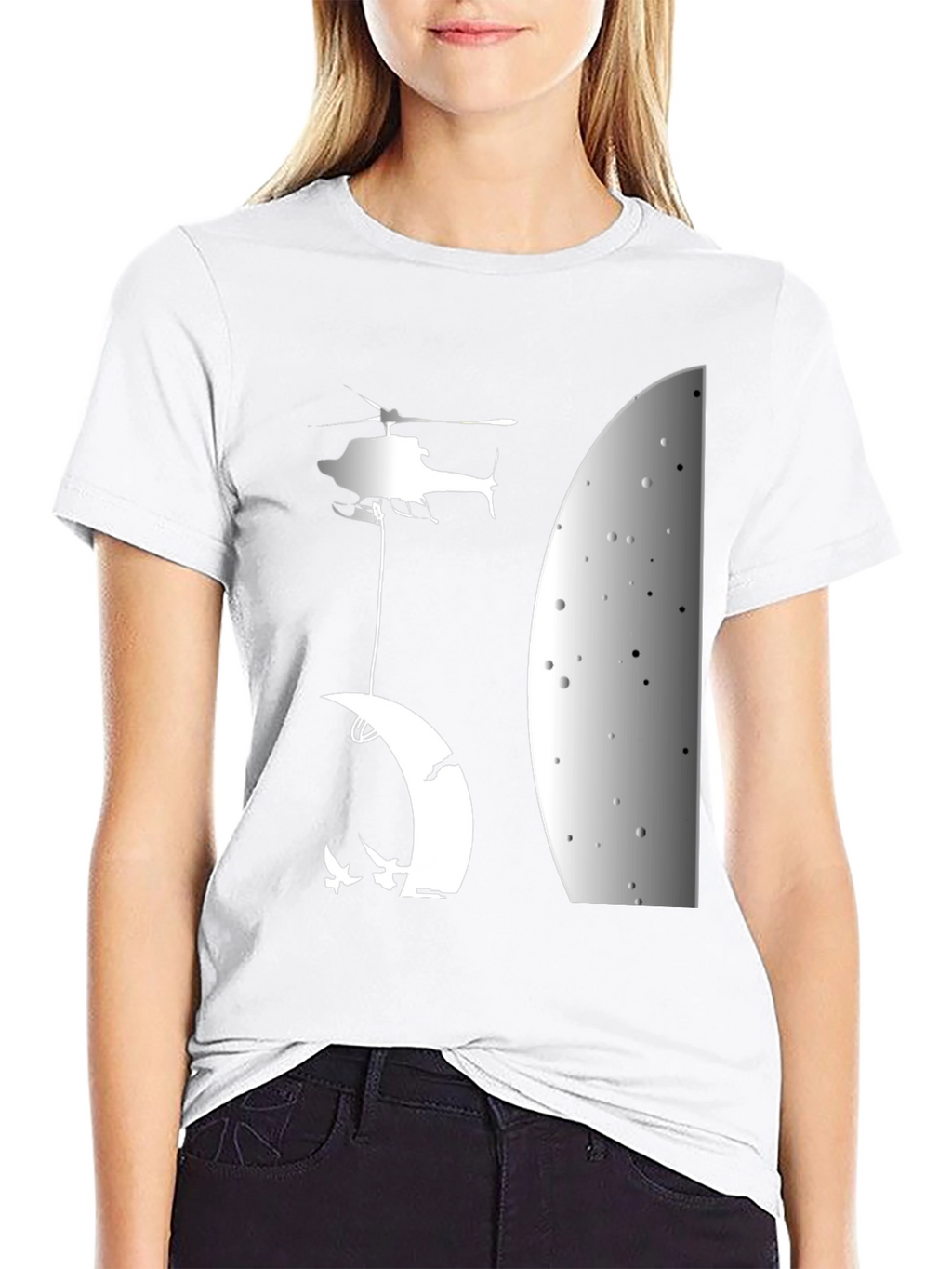 Helicopter Moon T-Shirt - Unique Graphic Tee