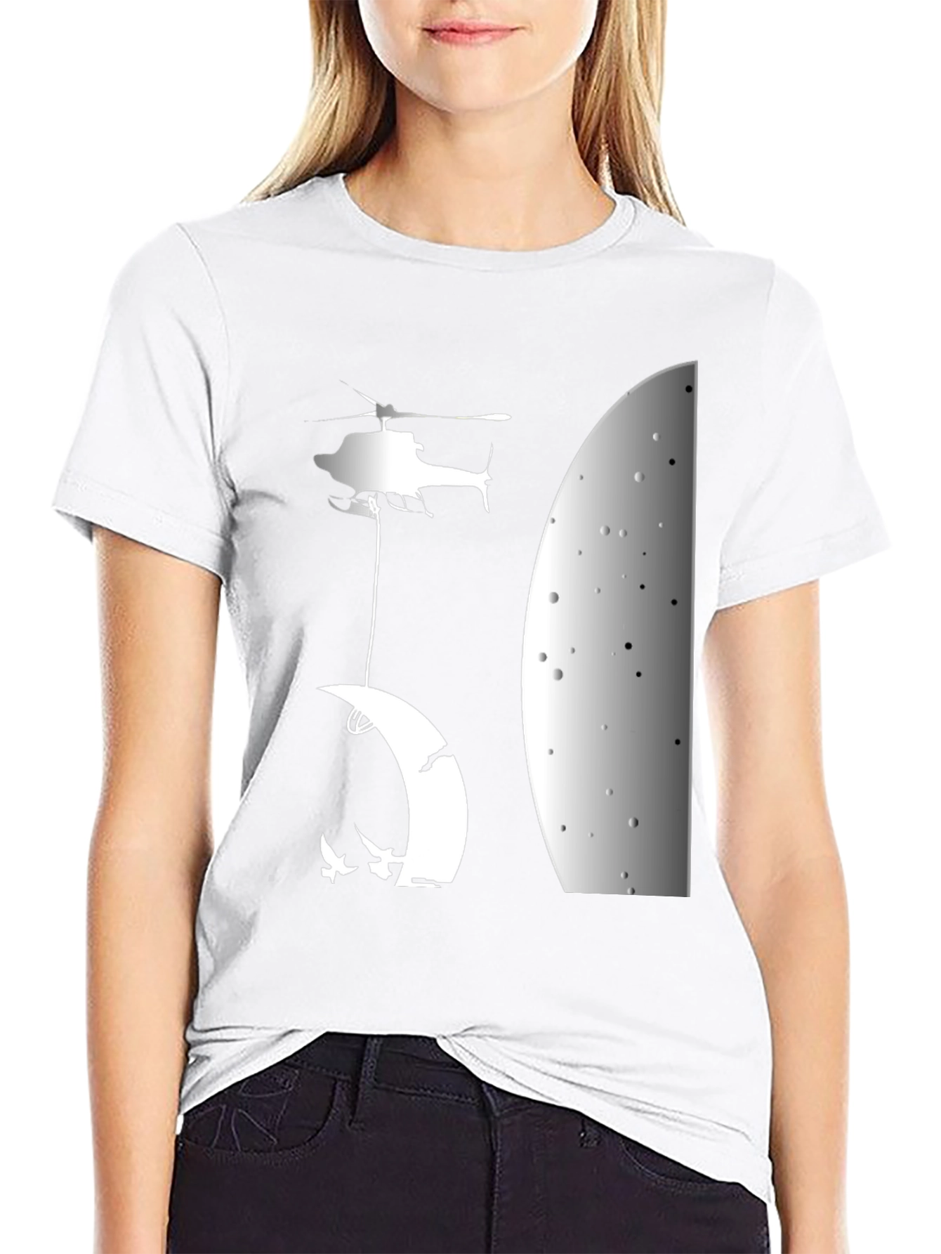 Helicopter Moon T-Shirt - Unique Graphic Tee