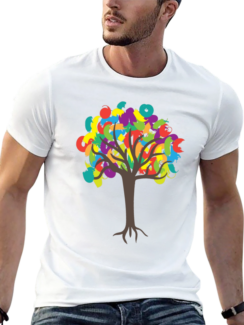 Colorful Tree Graphic T-Shirt