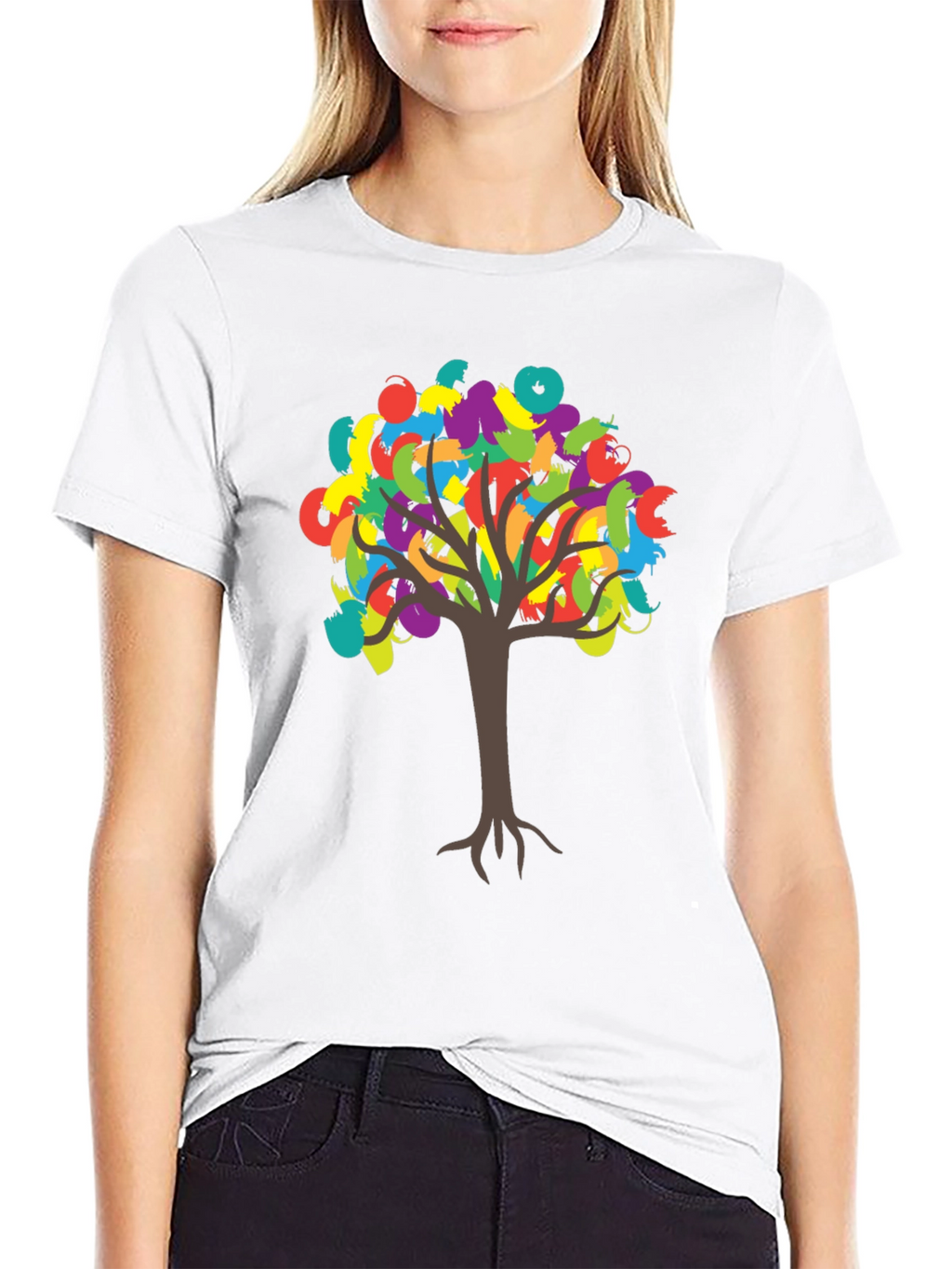 Colorful Tree Graphic T-Shirt