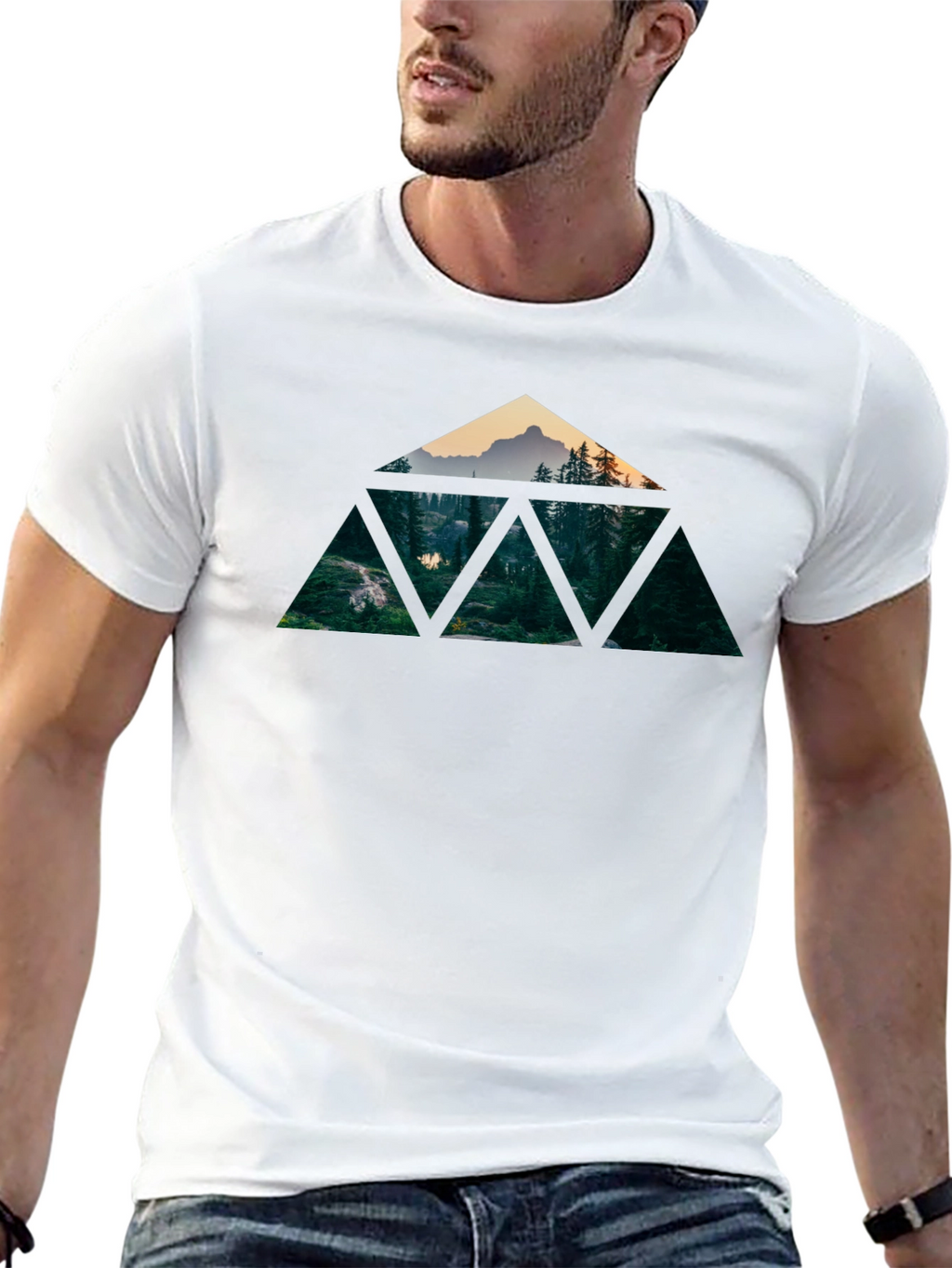 Geometric Mountain Forest T-Shirt