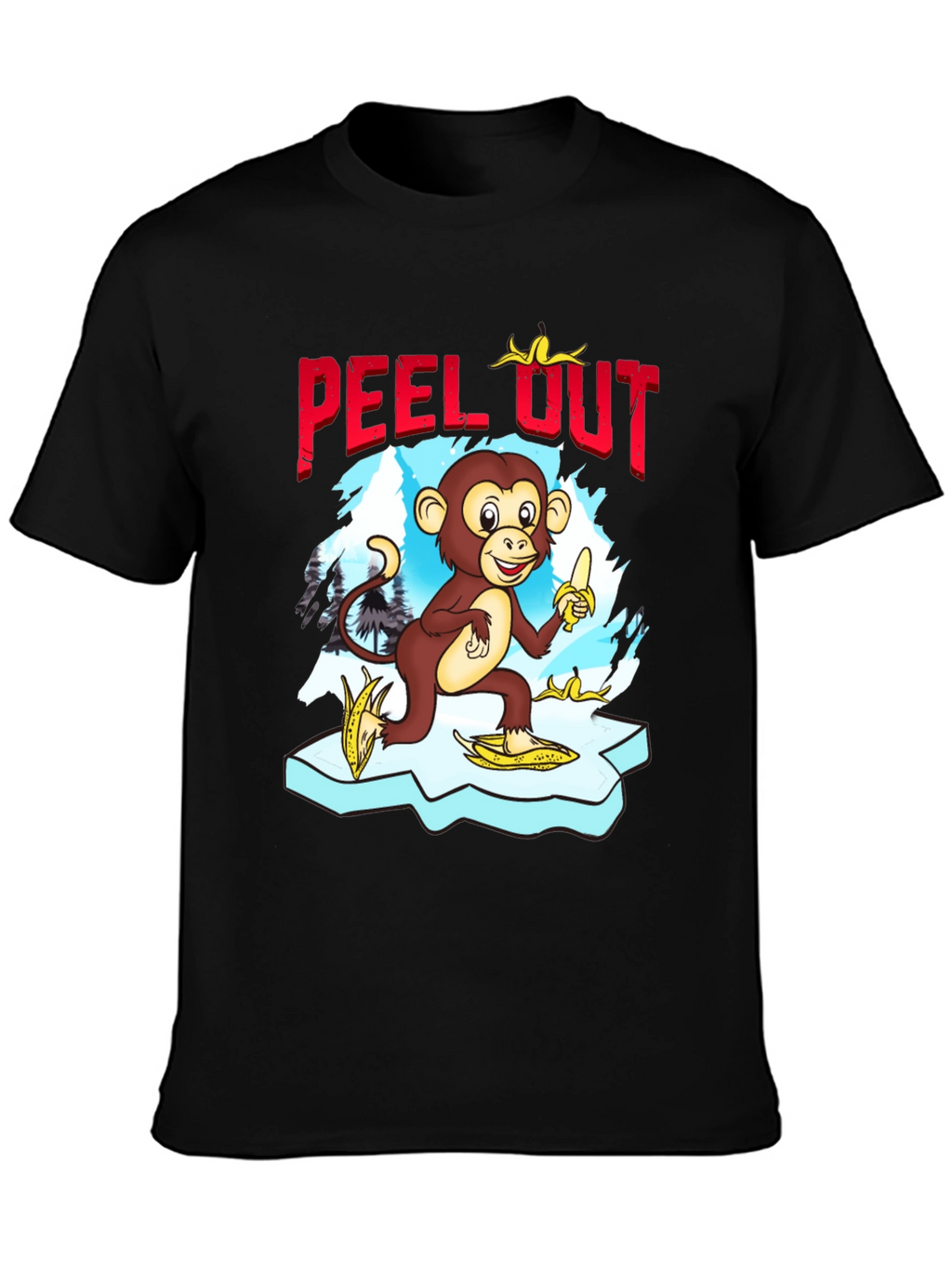Peel Out Monkey T-Shirt - Funny Cartoon Tee