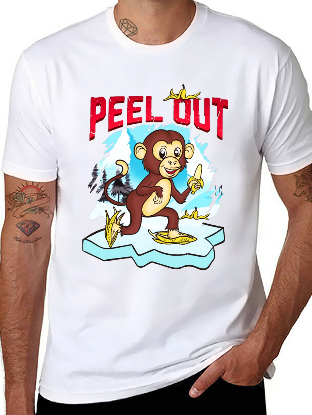 Peel Out Monkey T-Shirt - Funny Cartoon Tee