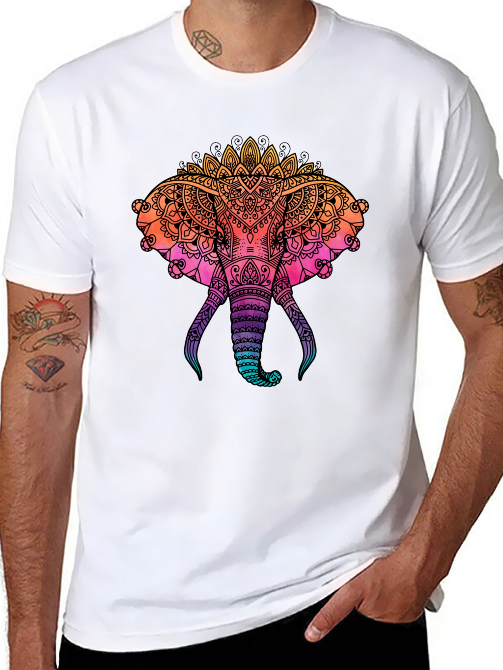 Elephant Mandala Graphic Print Tee