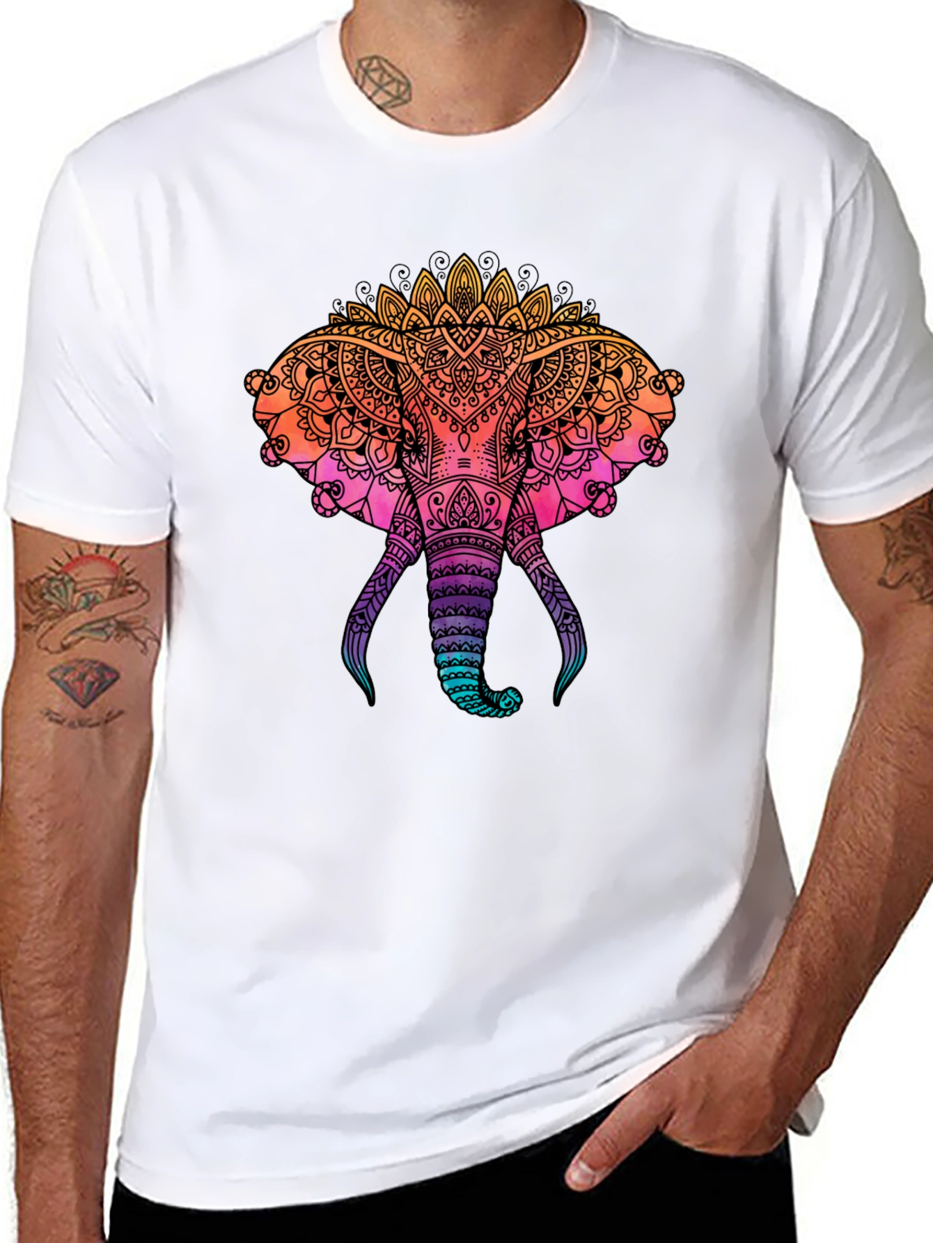 Elephant Mandala Graphic Print Tee