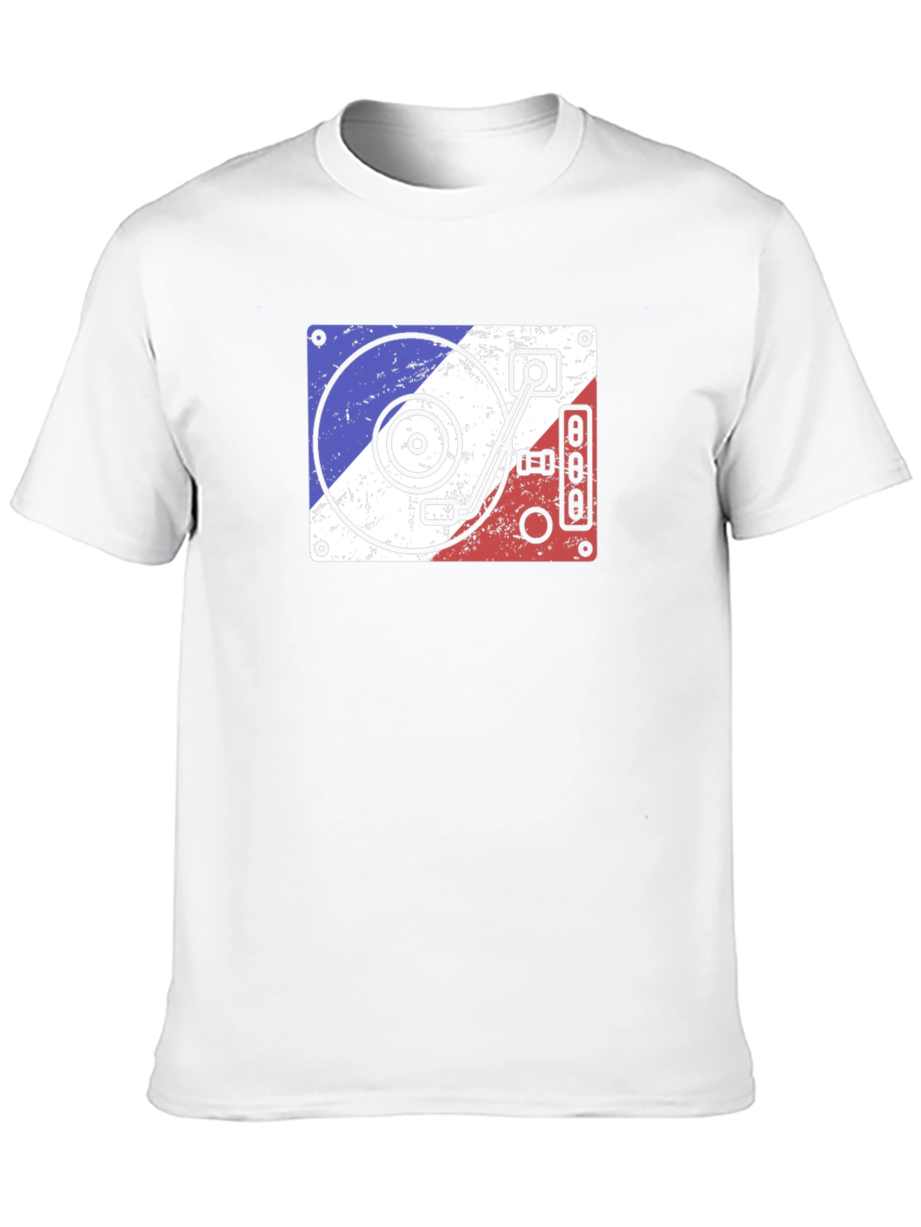 Retro DJ Turntable Graphic Tee - Black Cotton T-Shirt