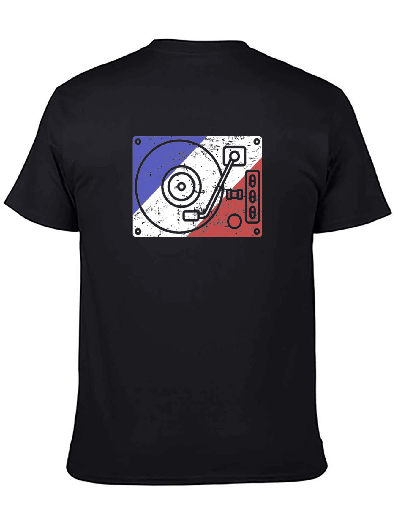 Retro DJ Turntable Graphic Tee - Black Cotton T-Shirt