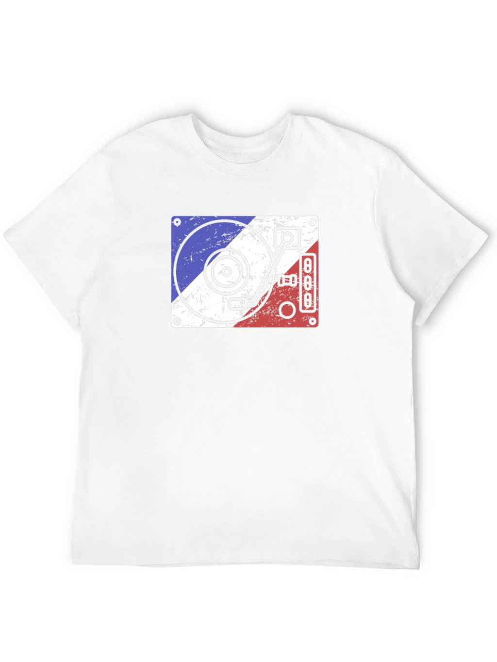 Retro DJ Turntable Graphic Tee - Black Cotton T-Shirt
