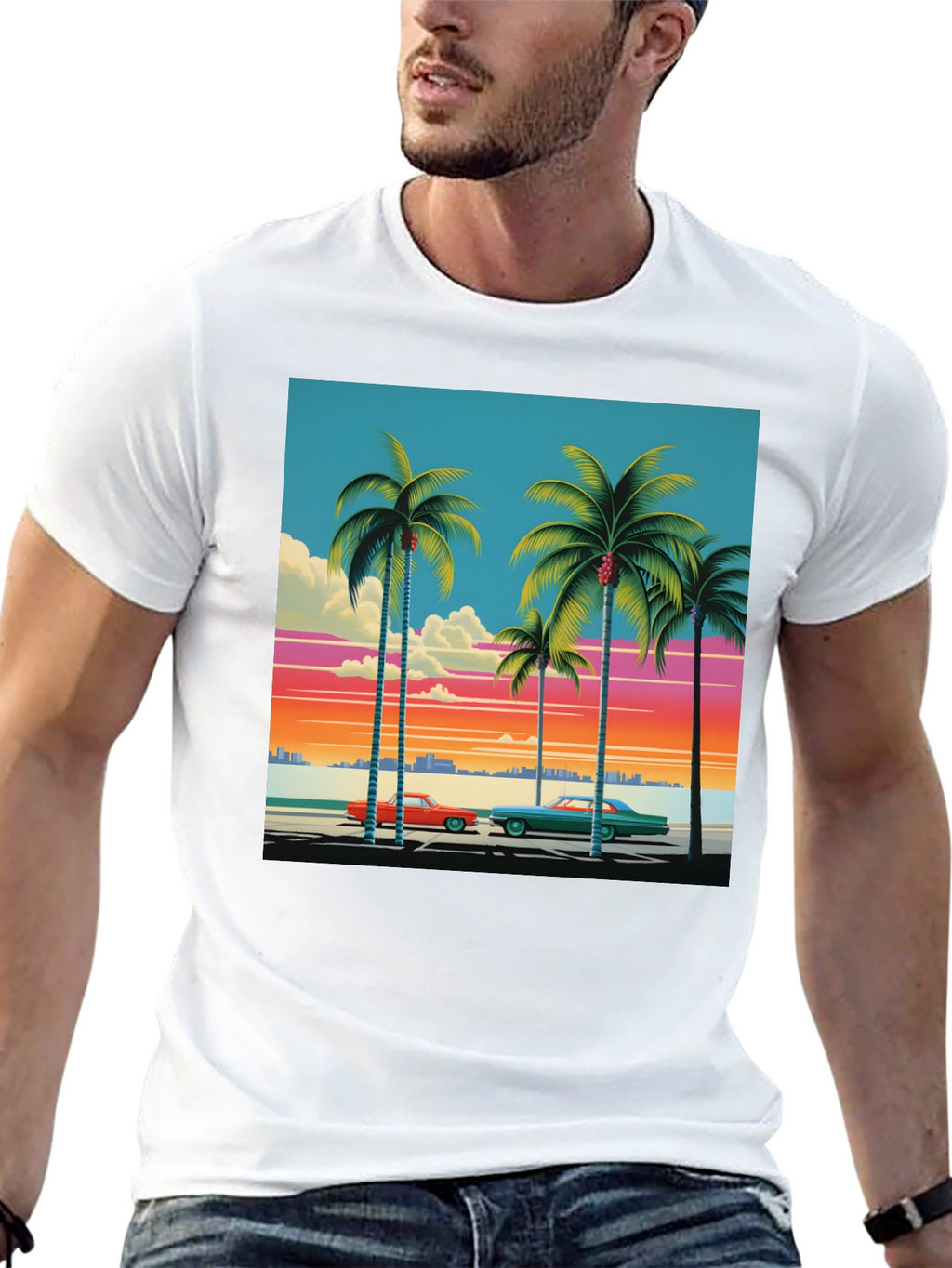 Retro Miami Beach Palm Tree T-Shirt