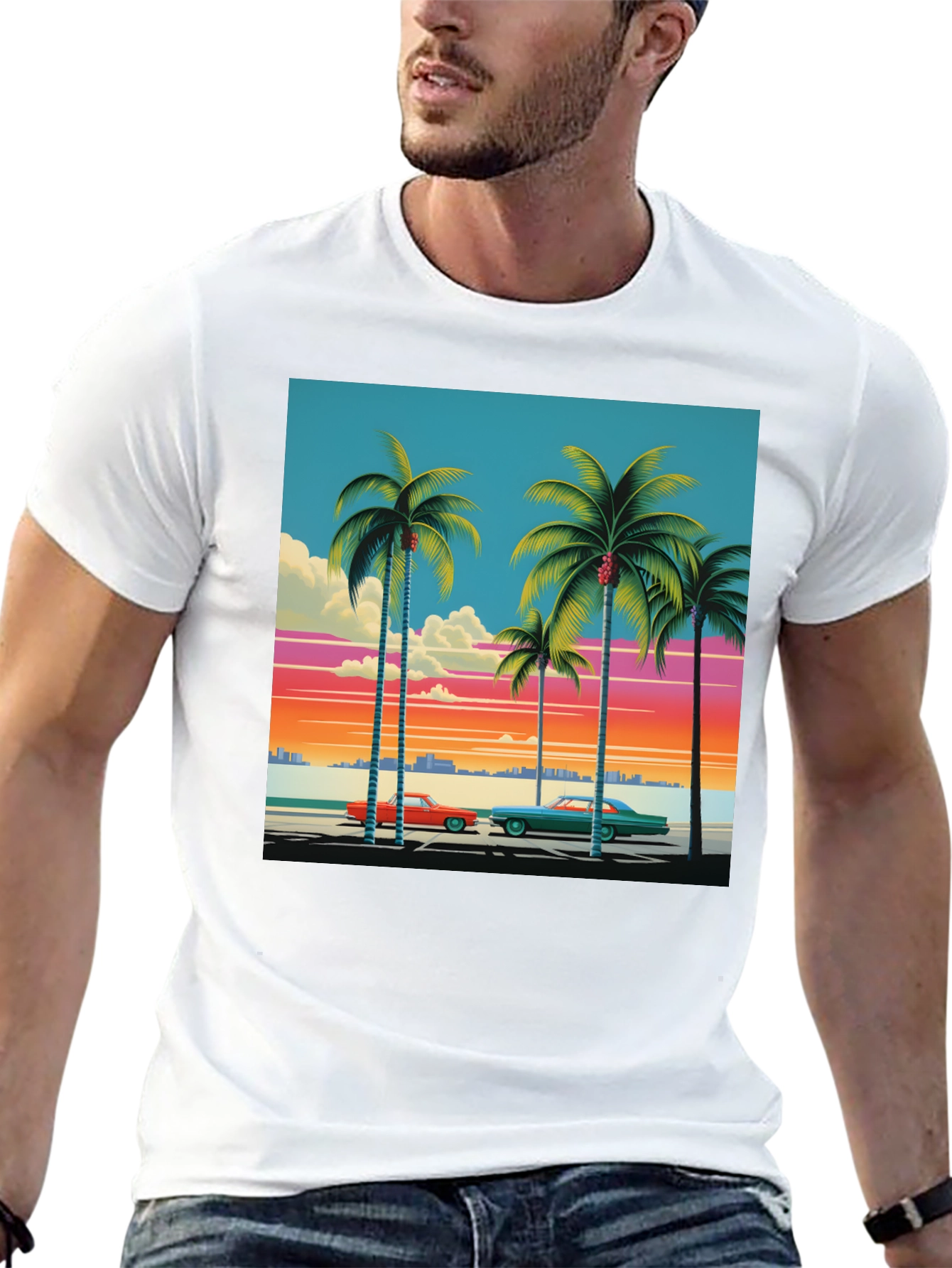 Retro Miami Beach Palm Tree T-Shirt