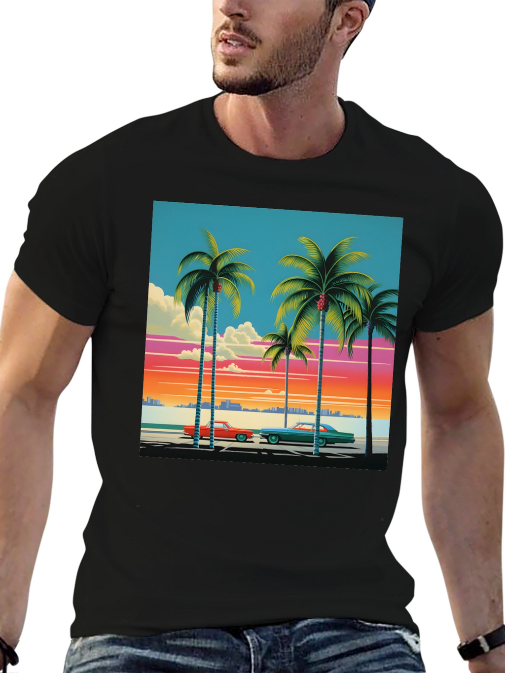 Retro Miami Beach Palm Tree T-Shirt